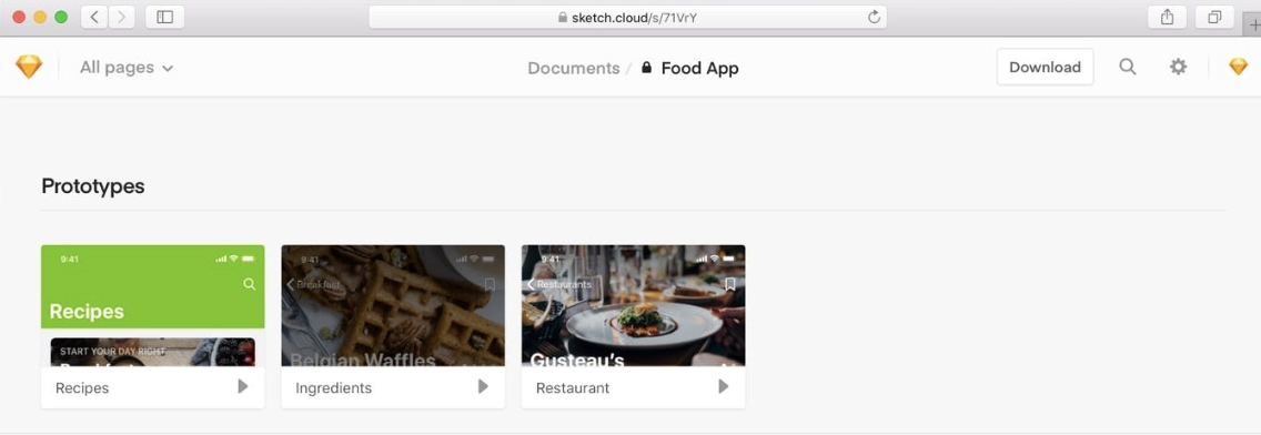 Sketch cloud prototypes screen